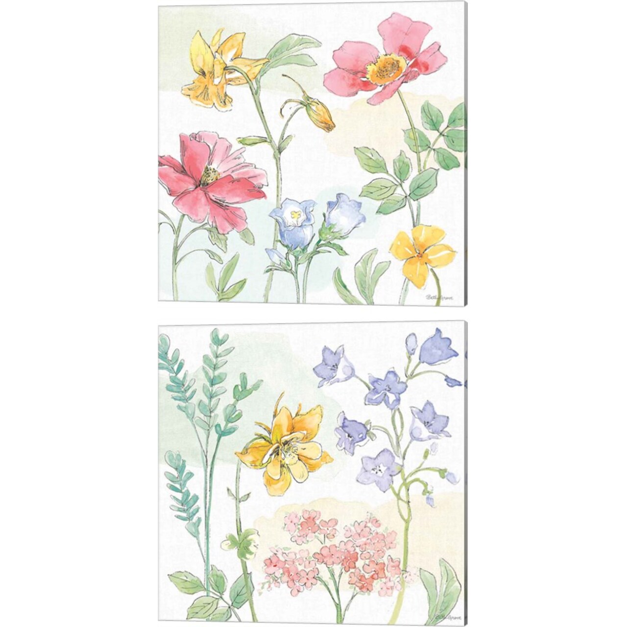 Peaceful Petals by Beth Grove 14" x 14" Canvas Wall Art (Set of 2)